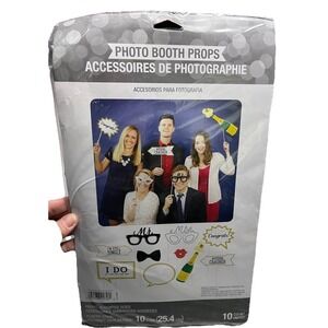 Wedding Party Photo Booth Props 10 Count Glitter Gold & Black Assorted Pack